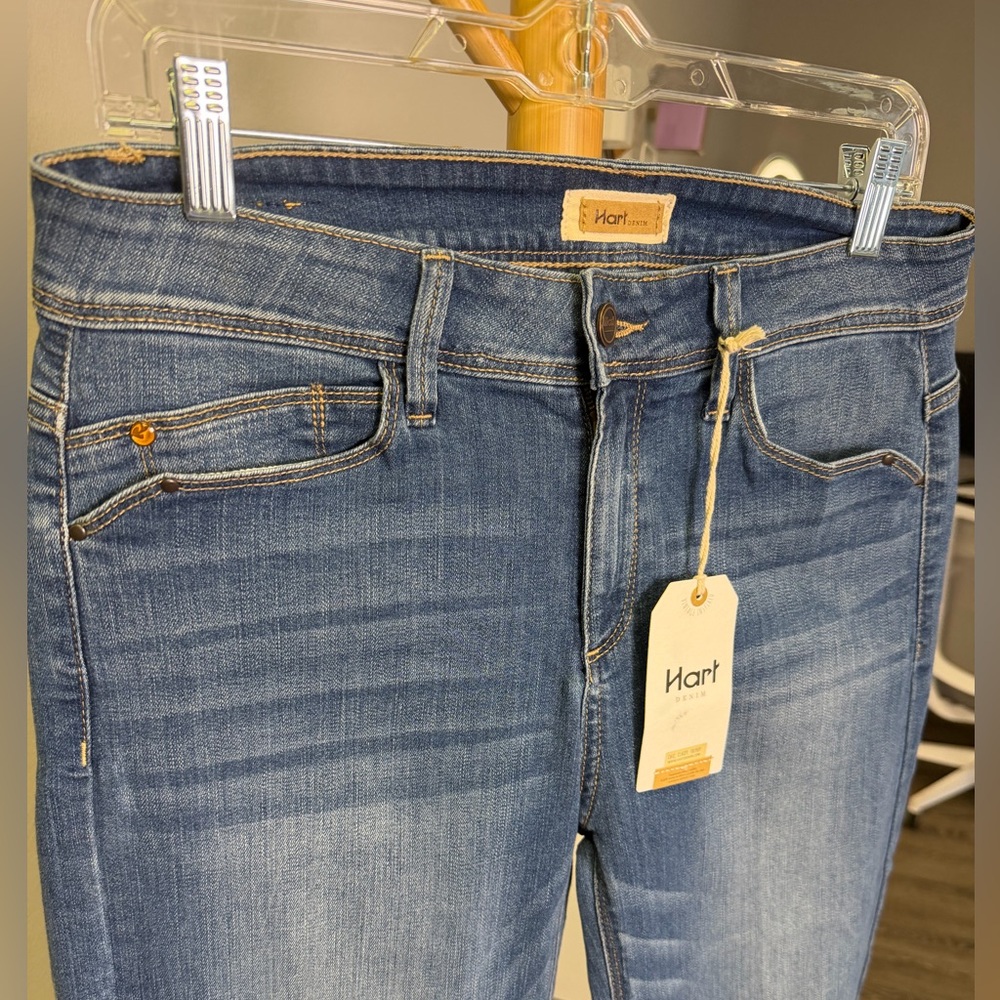NWT Hart Denim cropped wide leg jean with dark wash raw hem Sz 29 - Picture 3 of 7